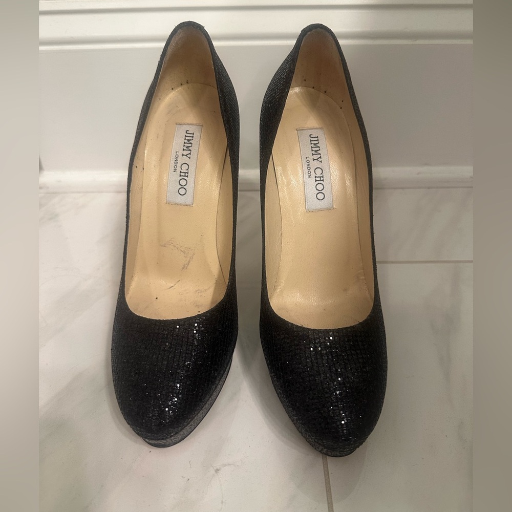 Jimmy Choo Black Sequin Heels